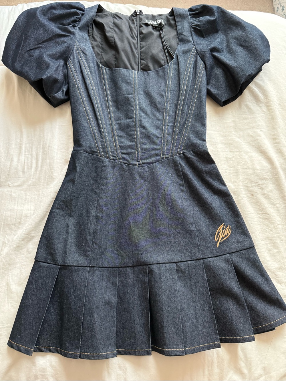 I am Gia denim corset mini dress